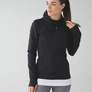 Lululemon In Flux Jacket Black Size 4 Hooded Full Zip Thumbholes